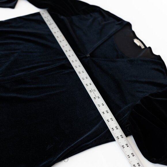 Vintage Notations Black Velvet Twin Top XL Retro Gothic Witchy Vampy Office - Picture 9 of 12